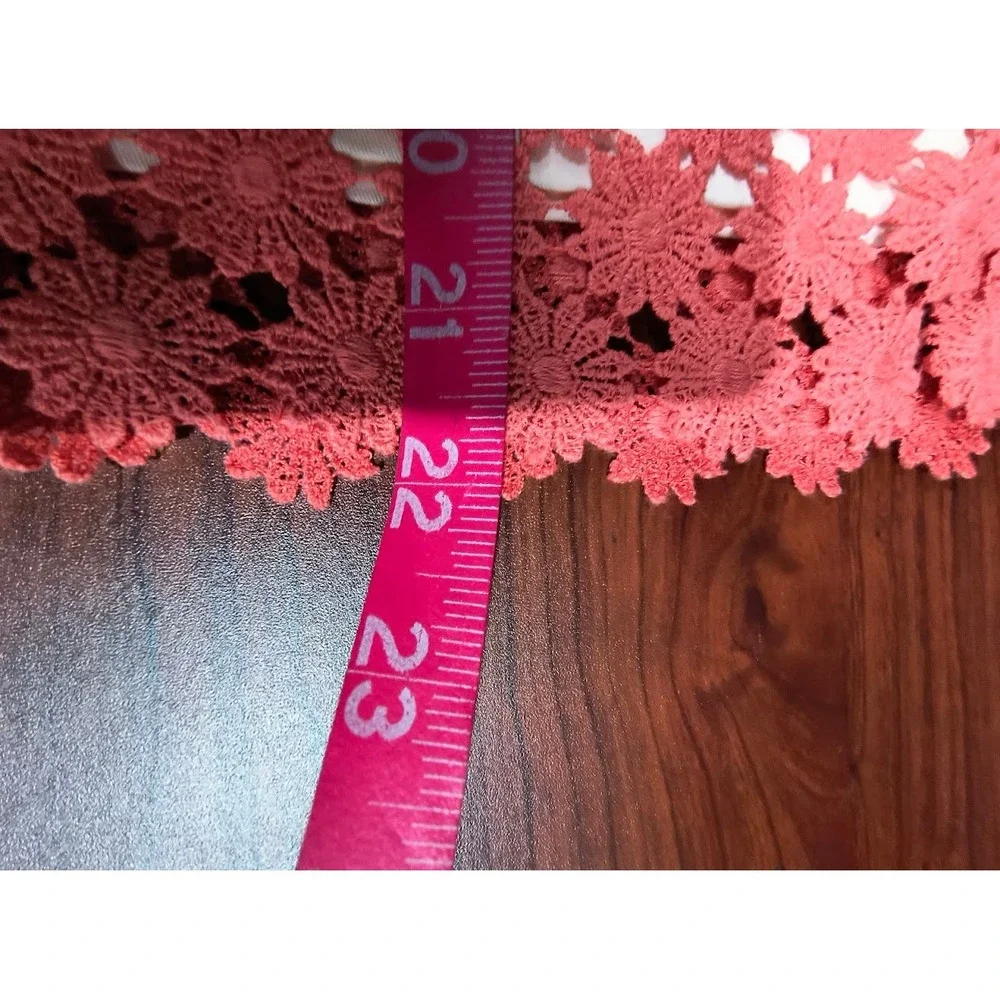 Talbots Petites Coral Floral Crochet Lace Knee Length Pencil Skirt Size‎ 14P